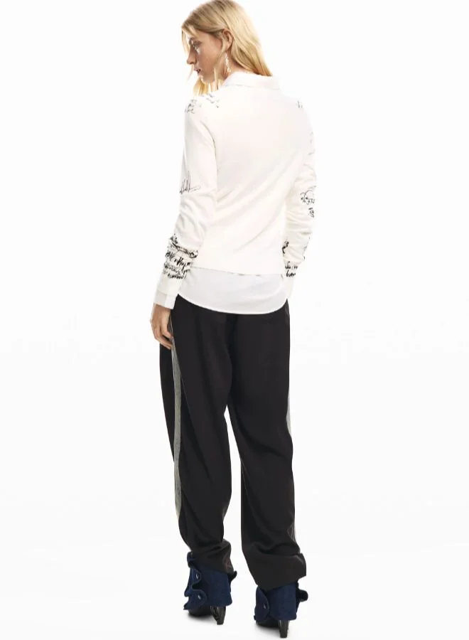 DESIGUAL Black Straight Pants In Two Materials for Women | Best Price UAE